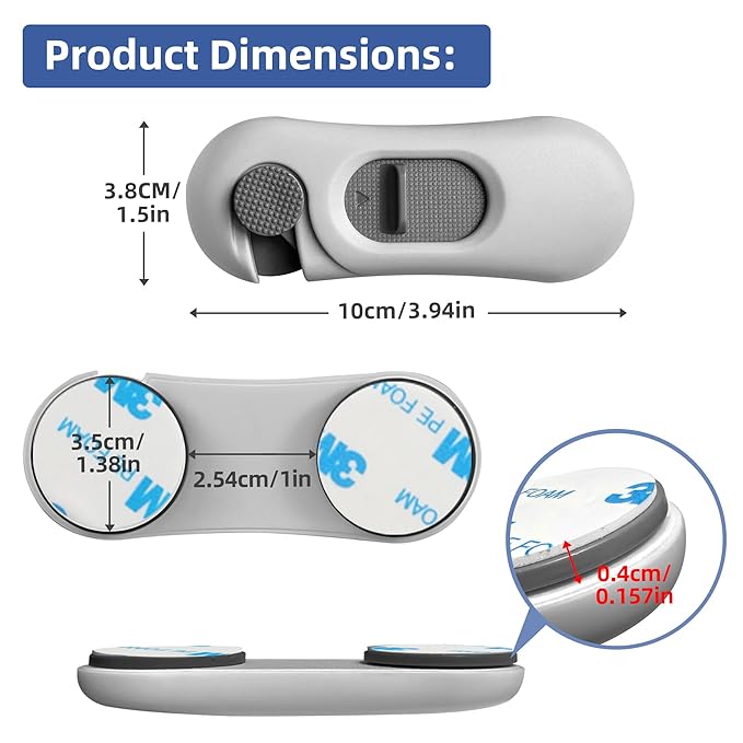 5-Pack Child Proof Refrigerator Lock with 3M Adhesive, Baby Child Safety Cabinet Locks, Kids Safety Fridge Locks for Oven Drawers Freezer Door Latches- Grey