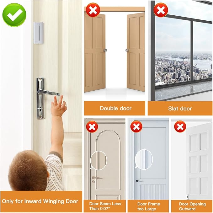 Home Security Door Reinforcement Lock, 2-Pack Upgraded White Front Door Locks for Kids Safety Withstand 800 lbs, Toddler Child Proof Door Lock, Extra Door Lock from Inside Prevent Unauthorized Entry