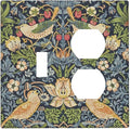 Wallplates Morris Strawberry Thrush Birds Colorful Plants 1 Toggle 1 Duplex Switch Plate Electrical Gfci Faceplate Decorative Light Switch Covers For Bed Room Living Room Decor