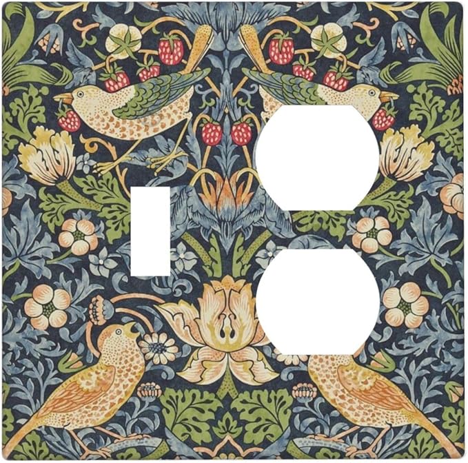 Wallplates Morris Strawberry Thrush Birds Colorful Plants 1 Toggle 1 Duplex Switch Plate Electrical Gfci Faceplate Decorative Light Switch Covers For Bed Room Living Room Decor