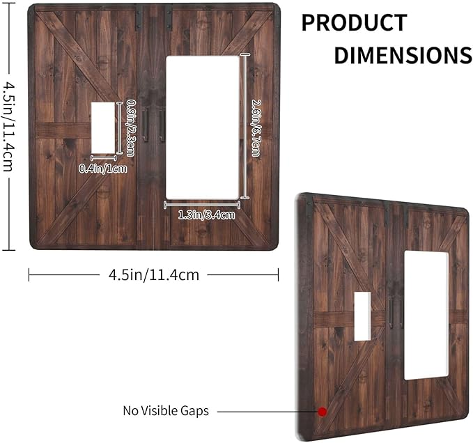 Rustic Barn Doors Vintage Brown Wood Plank Print Outlet Covers 1 Toggle 1 Rocker Combination Decorative Wall Plate Electrical Switch Plates Light Switch Cover Plate for Farmhouse Home Decor