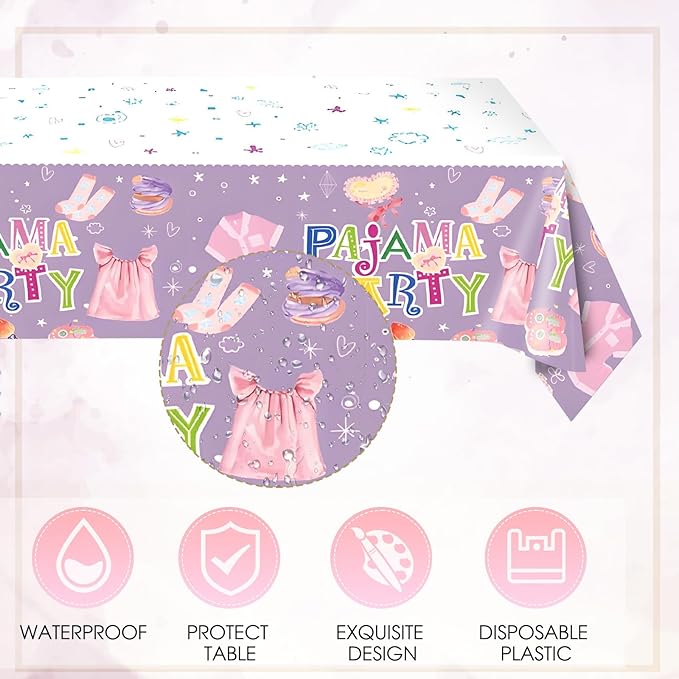 41Pcs Pajama Party Decorations Tableware Set Sleepover Party Supplies For Girls Include Pajama Plates Napkins Tablecloth丨Girls Slumber Party Spa Party Bachelorette Party Birthday Party Decor,Serve 20