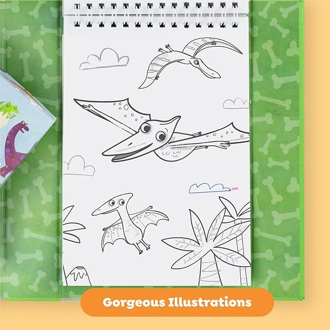Tiger Tribe Coloring Set - Dinosaurs, Activity Set for Kids, incl. Stickers & Markers Portable Storage Box, Perfect for Travel, Great Gift