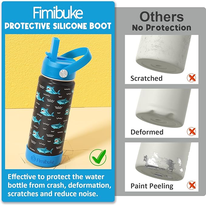 Fimibuke Kids Insulated Water Bottle, 18oz BPA FREE 18/8 Stainless Steel Kids Cup with Straw Travel Tumbler Double Wall Vacuum Leak Proof Toddler Water Bottle for School Boys Girls(1 Pack, Unicorn)