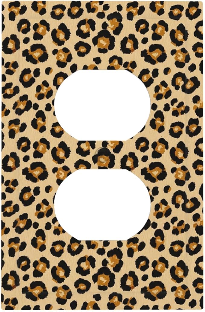 Classic Leopard Print Duplex Wall Plate - 1-Gang Standard US Size Retro 90s Wild Safari Outlet Covers, Bold Leopard Spots for Bedroom or Vanity