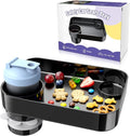 Car Seat Snack Tray for Kids, Mess-Free Square Travel Tray Cup Holder Snack Tray, Durable Car Food Tray for Toddlers, Universal Fit Kids Travel Road Trip Essentials (2Pcs black)