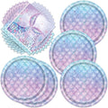 40pcs Mermaid Themed Party Supplies Under the Sea Mermaid Birthday Party Decorations Ocean Party Tableware Set for Girls Baby Shower