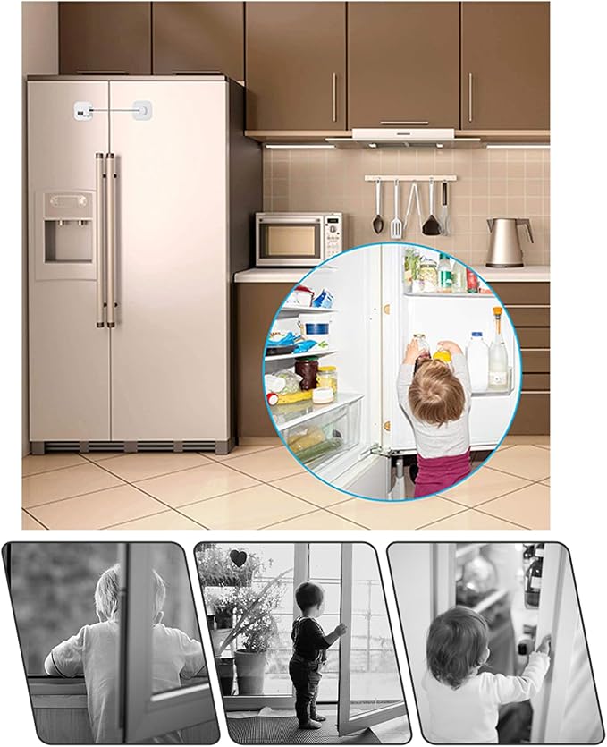 Child Safety Cabinet Locks, Fridge Lock with Combination, Closet Locks,Cabinet Lock(Black 2Pcs)