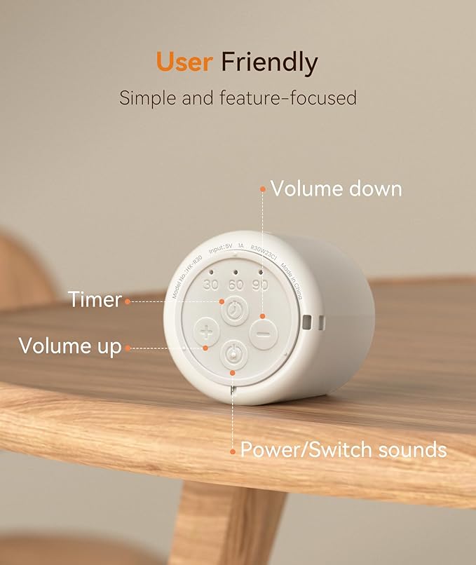 Dreamegg Travel White Noise Machine - Portable Sound Machine for Baby Adults, Travel Sound Machine for Sleep, 16 Nature Sound, Timer, White Noise Machine for Sleeping Gift, 2 Pack, White&Wood