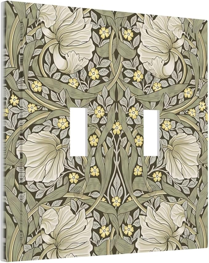 William Morris Pimpernel Flowers Plant Floral Decorative Switch Plates 2 Gang Double Toggle Outlet Light Switch Cover Wall Plate Electrical Faceplate for Farmhouse Living Room Decor