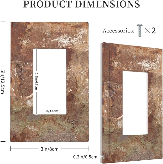 Decorative Outlet Covers Shabby Old Aged Rusty Antique Brass Metal 1 Gang Single Rocker Light Switch Cover Plate Wall Plates Gfci Faceplate For Farmhouse Cabin Decor