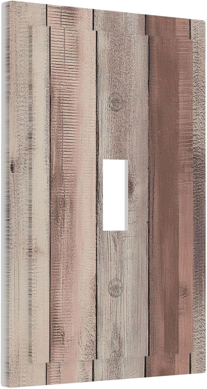 Decorative Light Switch Cover Vintage Natural Wood Rustic Cinnamon 1 Gang Single Toggle Device Electrical Faceplate Switchplates Decorator Outlet Wall Plate For Farmhouse Cabin Decor