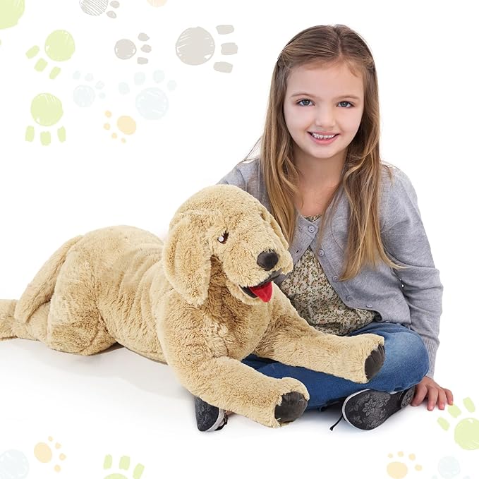 Geosar 15.7" Dog Stuffed Animals Plush, Soft Cuddly Golden Retriever Plush Toys, Large Stuffed Dog Hugging Pillow Gifts for Valentines Kids Girls Boys Birthday