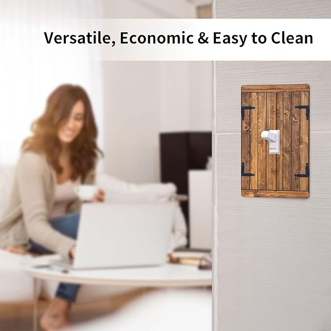 Faux Wood Decorative Printed Light Switch Cover Plates Decorative Single Toggle Wall Plate, 1 Gang Lightswitch Cover