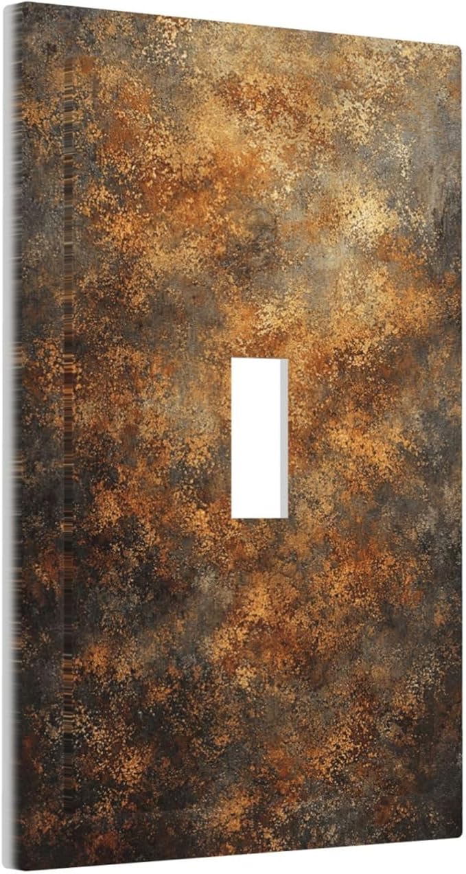 Decorative Light Switch Cover Plate Vintage Rust Pattern in Brown gold 1 Gang Single Toggle Wall Plates for Electrical Outlet Covers Switch Plate Covers Faceplate for Bedroom Home Decor