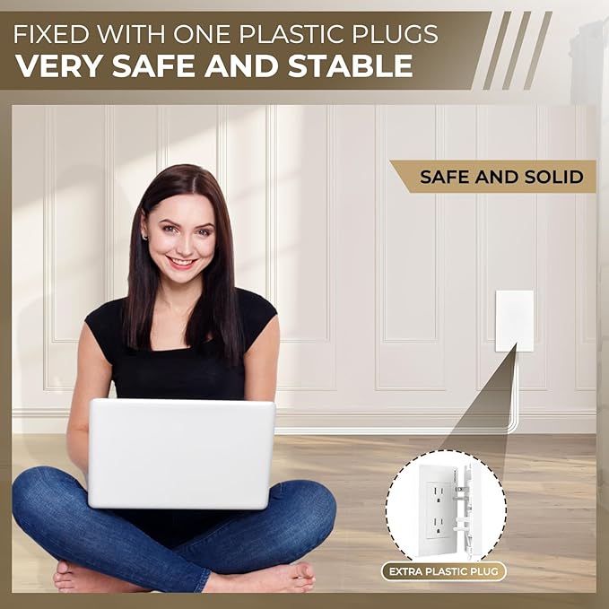 SakerPlus Outlet Concealer Power Strip-Outlet Cover Extender with 3AC Outlets-8ft Flat Plug Extension Cord,Universal Size,1625W for Kitchen, Home and Office,Child & Pet Safe(8 Foot)