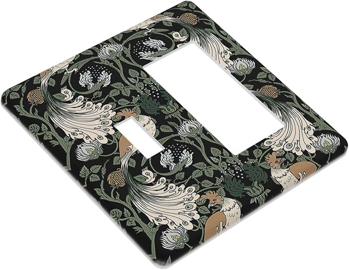 Outlet Covers William Morris Vintage Floral Plants And Birds 1 Toggle 1 Rocker Combination Decorative Wall Plate Light Switch Cover Plate Electrical Switch Plates for Bedroom Home Decor