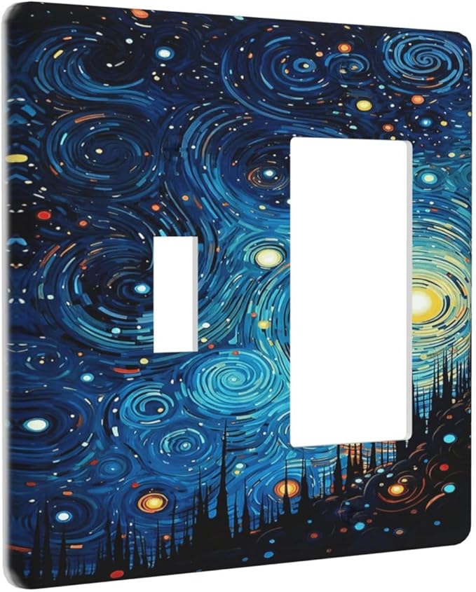 Outlet Covers Abstract Starry Night Style 1 Toggle 1 Rocker Combo Light Switch Cover Plate Decorative Switch Plate Covers Electrical Wall Plate for Home living Room Decor