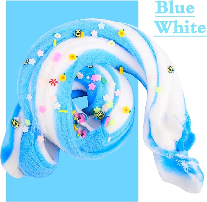 2 Pack Cloud Slime Kit with Blue Cake and Pink Charms, Scented DIY Slime Supplies for Girls and Boys, Stress Relief Toy for Kids Education, Party Favor, Gift and Birthday