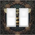 Decorative Outlet Covers Mid Century Bee Dark Floral 2 Gang Double Gfci Rocker Electrical Wall Panels Light Switch Cover Plate For Home Office Decor