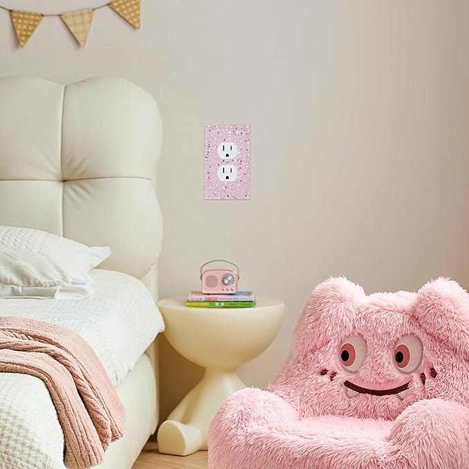 Pink Glitter Outlet Covers - Sparkling Wall Plate 5.1"x3.15", Home Decor, Single Duplex