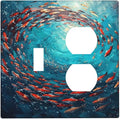 Ocean Fish School Of Fish Vortex Deep Sea Wallplates 1 Toggle 1 Duplex Switch Plate Electrical GFCI Faceplate Decorative Light Switch Covers for Kids Room Bedroom Decor