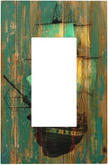 Decorative Outlet Covers Rustic Green Wood Grain Sailboat 1 Gang Single Rocker Light Switch Cover Plate Wall Plates GFCI Faceplate for Farmhouse Bedroom Decor