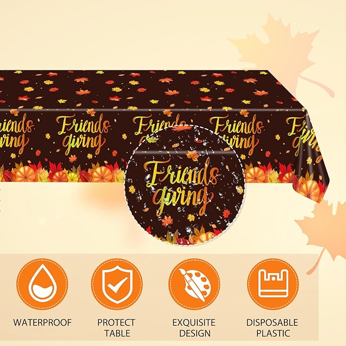 41 PCS Fall theme Thanksgiving Party Supplies Kit,Happy Friendsgiving Tableware Include Dessert Plates, Napkins,Tablecloth Autumn Harvest Disposable Dinnerware For Autumn Thanksgiving Party
