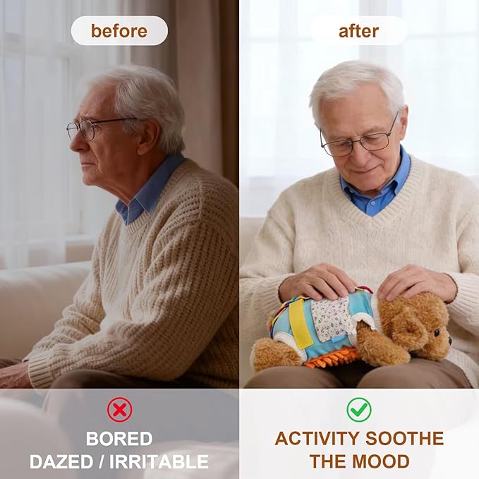 Fidget Sensory Blanket for Dementia Alzheimer’s Elderly Adults - Anxiety Relief Activity Mat, Calming Touch Therapy for Seniors, Adult Fidget Toys for Restlessness and Cognitive Engagement