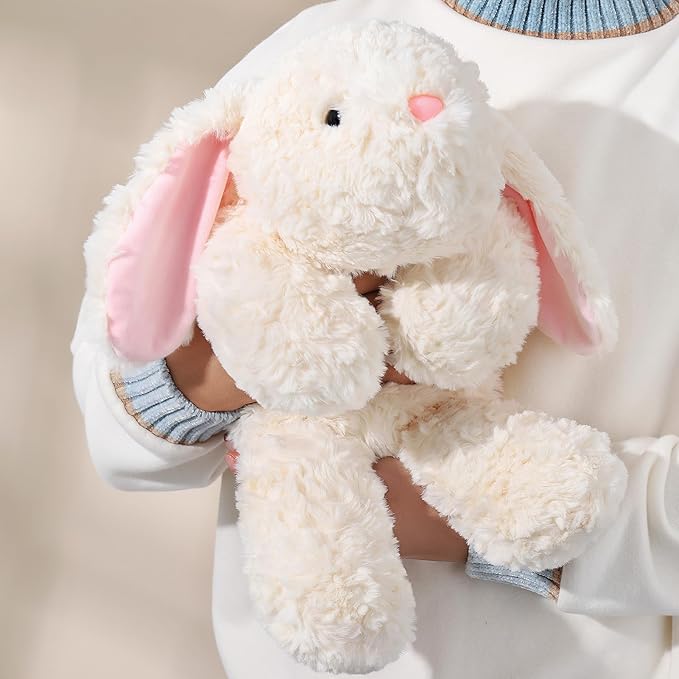 Large Weighted Rabbit Stuffed Animal 27.5" 5Lbs, Sturdy and Fluffy Beige Rabbit Plush Toy for Adutls Cuddle, Cute Plushy Hugging Pillow Toy for Adutls