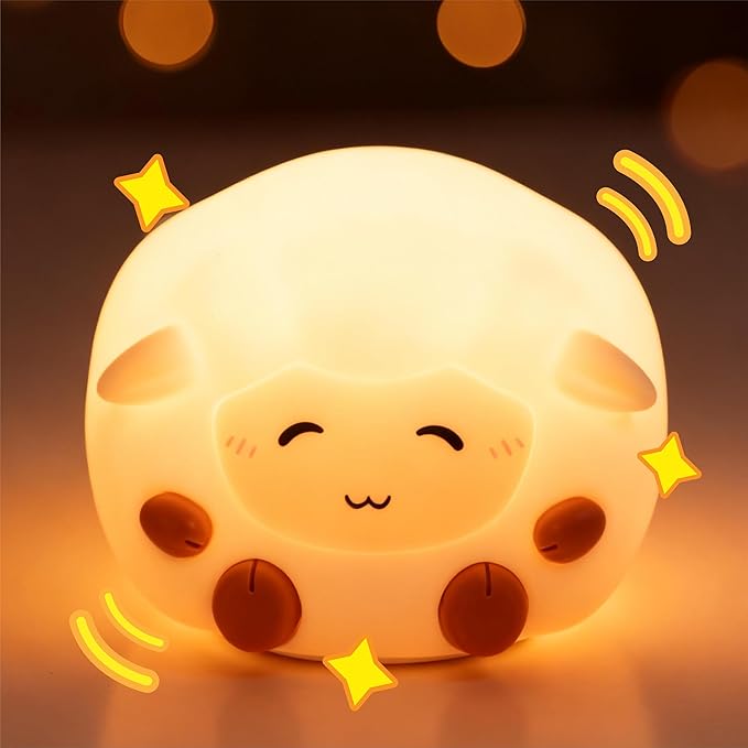 Sheep Night Light for Kids: 16-Color Changing, Rechargeable LED Squishy lamp. Soft Silicone, dimmable. Perfect for Nursery, Dorm Decor & Gifts for Girls/Boys.
