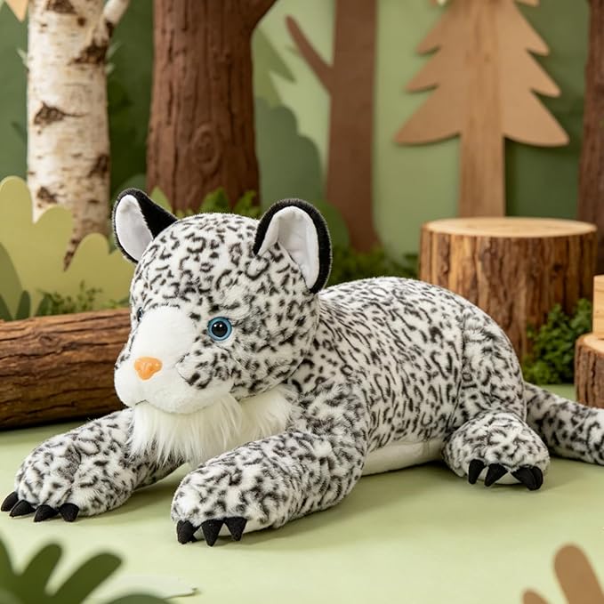 MaoGoLan Giant Realistic Snow Leopard Stuffed Animal – 47” Soft & Fluffy Cheetah Plush Toy, Large Jaguar Plush Pillow Stuffy, Valentines Birthday Gifts for Kids Girls Boys, Baby Shower Party Decor