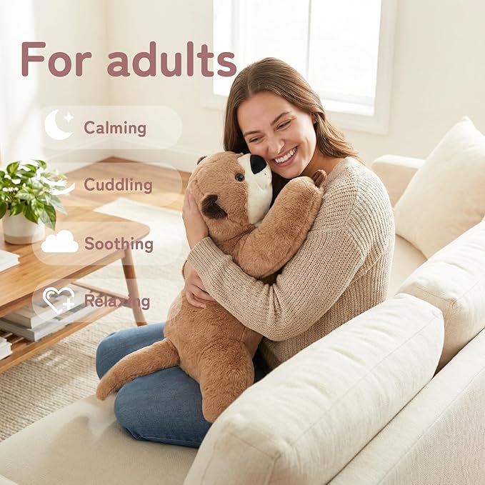 Niuniu Daddy Weighted Otter Stuffed Animal for Kids & Adults, 20 Inch 3.3lb Large Plush Toy with Soft Fur, Weighted Plushies Pillow for Sensory Calm, Huggable Gift for Everyday Comfort