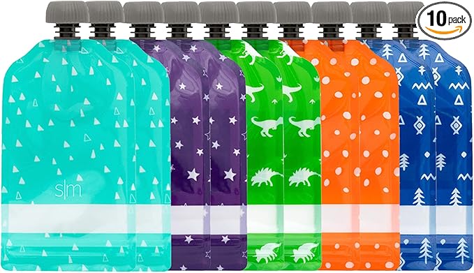 Simple Modern Reusable Baby Food Pouches for Toddlers | BPA Free Plastic, Food Safe, Freezer Safe | Refillable for Applesauce Yogurt & Puree Squeeze Pouch | 10 pack | 5oz | Assorted