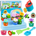 Montessori Flower Garden Building Toy for Toddlers, Gardening Set with Watering Can, Shovel, Rake, Shape & Color Sensory Toys, Preschool Learning Toys,Toddler Outdoor Toys,Gift for Baby Girls Boys