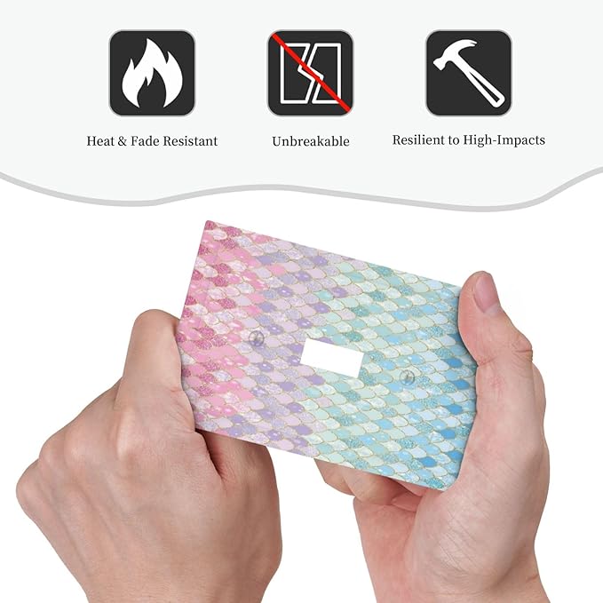 Colorful Mermaid Scales 1 Gang Light Switch Cover Decorative Single Toggle Wall Plate Electrical Switchplate Home Decor for Girls Bedroom Kids Baby Nursery Living Room Decorate