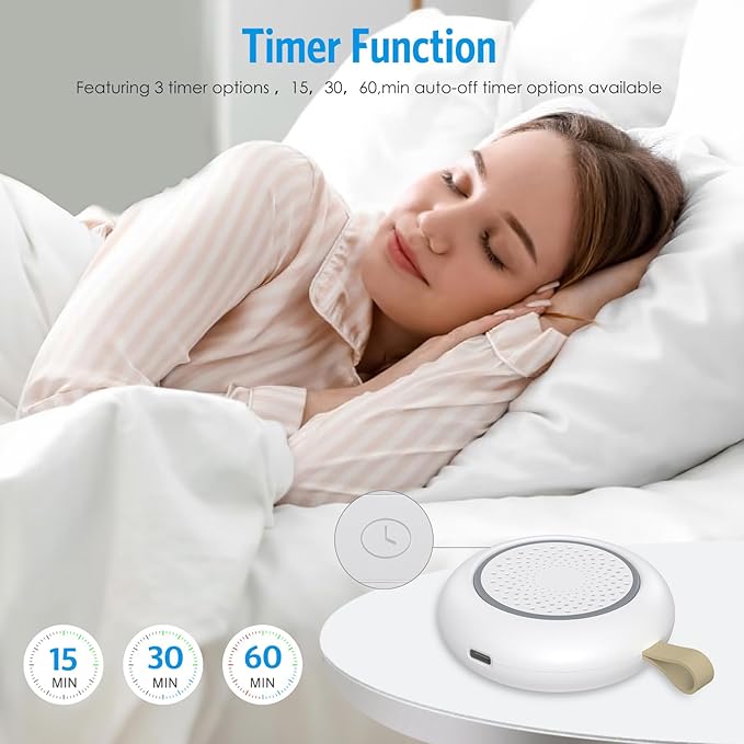 AMIR White Noise Machine, Portable Sound Machine for Baby Adult with Volume Control and Timing, 24 Soothing Sound, Noise Canceling for Sleeping, Sound Therapy for Home, Travel, Registry Present