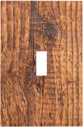 Brown Wood Grain Rustic Natural Burl Print Decorative Light Switch Cover 1 Gang Single Toggle Device Electrical Faceplate Switchplates Decorator Outlet Wall Plate for Farmhouse Home Decor
