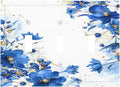 Klein Blue Flowers Watercolor Golden White Floral Decorative Switch Plates 3 Gang Wall Plate Triple Toggle Light Switch Cover Faceplate Electrical Wall Panels for Bedroom Living Room Decor