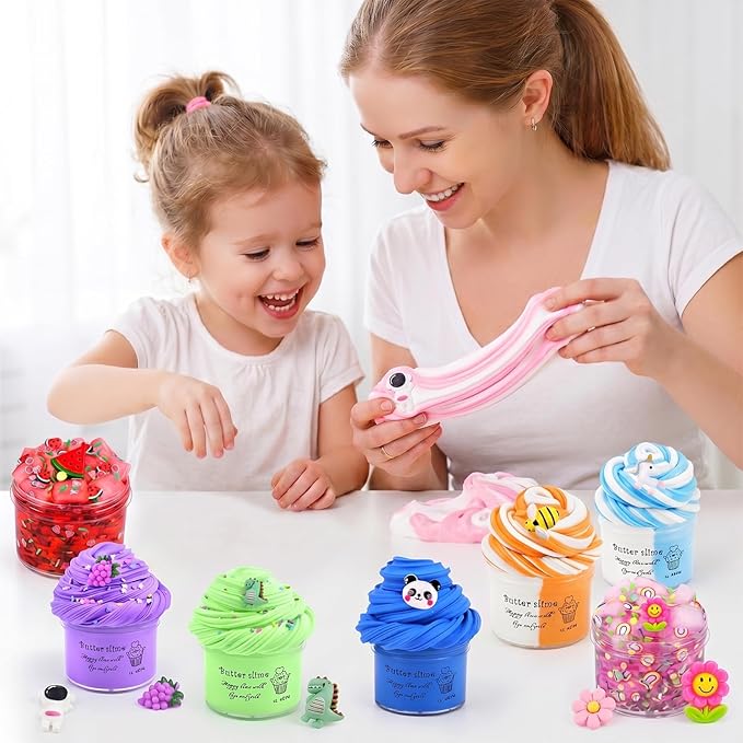 9 Pack Slime Kit, with 3 Jelly Cube Crunchy & 6 Butter Slime, Soft and Non-Sticky for Girls Boys Party Gift, Stress Kids Relief Toys - Classroom Reward, Party Supplies