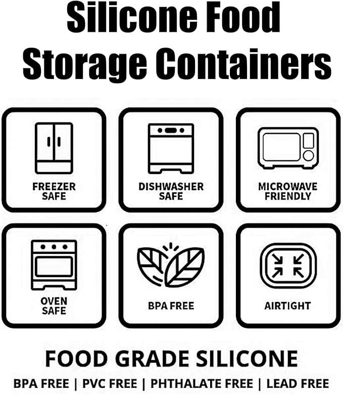 4-Piece Mini Silicone Food Storage Set, BPA-Free Snack Containers & Freezer Trays, Airtight Leakproof Food Savers for Portion Control, Baby Food, Snacks, Freezing