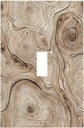 Tree Annual Rings Burl Texture Brown Wood Grain Print Decorative Light Switch Cover 1 Gang Single Toggle Device Electrical Faceplate Switchplates Decorator Outlet Wall Plate for Farmhouse Bedroom Home