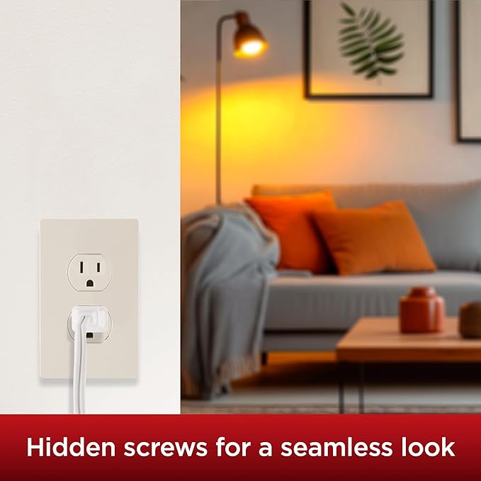 UltraPro Screwless Duplex Receptacle Wallplate, 1-Gang, Modern Snap-On Cover, Child-Safe, Durable Polycarbonate, Easy DIY Installation, Light Almond, 85752