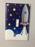 Boys Room Light Switch Cover Plate Kids Decorative Nursery Teen Toddler Room Decor Bedroom Bathroom Playroom (Rocket Ship)