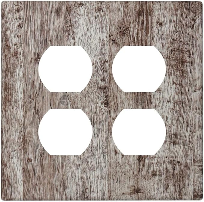 Decorative Light Switch Cover Plate Rustic Wood Grey Brown Vintage Wooden Plank 2 Gang Decorative Switch Plates 1 Toggle Duplex Combo Outlet Covers GFCI Plug Covers Wallplates for Farmhouse Home Decor
