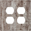 Decorative Light Switch Cover Plate Rustic Wood Grey Brown Vintage Wooden Plank 2 Gang Decorative Switch Plates 1 Toggle Duplex Combo Outlet Covers GFCI Plug Covers Wallplates for Farmhouse Home Decor