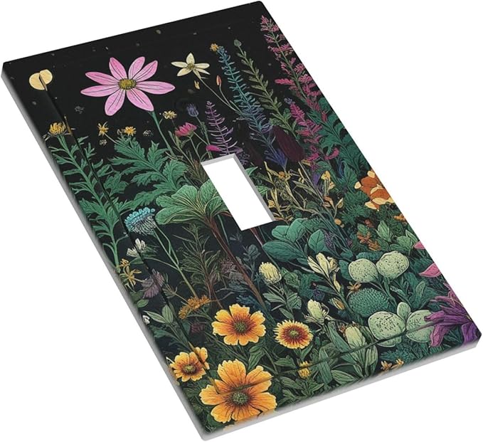 Decorative Light Switch Cover Plate Brainstorming Sketches of Weeds Wildflowers Plants 1 Gang Wall Plate Oversized Single Toggle Wall Cover Plate Jumbo Electrical Face Plate
