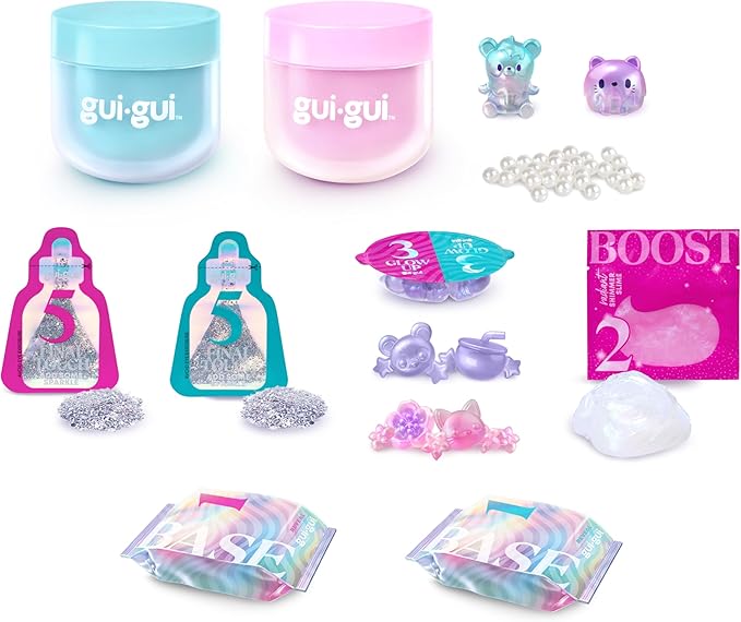 GUI GUI Slime Kit for Kids - Scented Shimmer Deluxe Duo Pack, Iridescent Slime for Kids, 5 Step DIY Process to Customize Your Ultimate Glow-Up, Resealable and Reusable Container, ASMR Experience