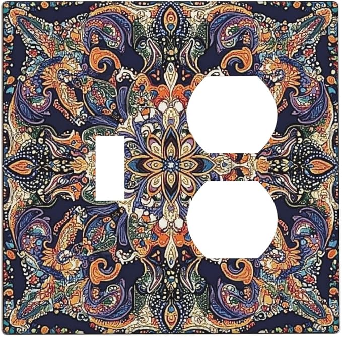 Wallplates Mandala Petals Retro Flowers 1 Toggle 1 Duplex Switch Plate Electrical Gfci Faceplate Decorative Light Switch Covers For Bed Room Home Decor