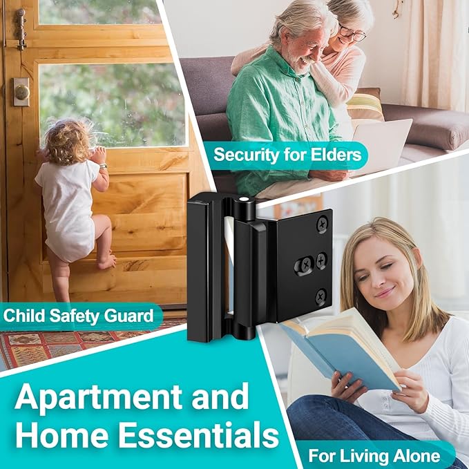 2 Pack Home Security Door Lock for Front Door Reinforcement Lock Kids Safety Child Proof High Security Door Lock for Top of Door Latch Extra Flip High Night Lock for Swinging Inward Door Safe Defend